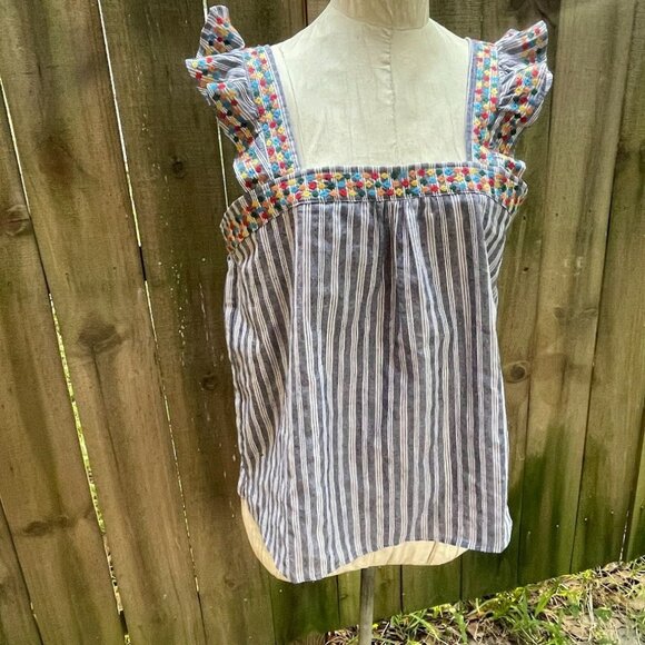 SAVANNA JANE Embroidered Ruffle Sleeveless TOP L nwt - Picture 1 of 6